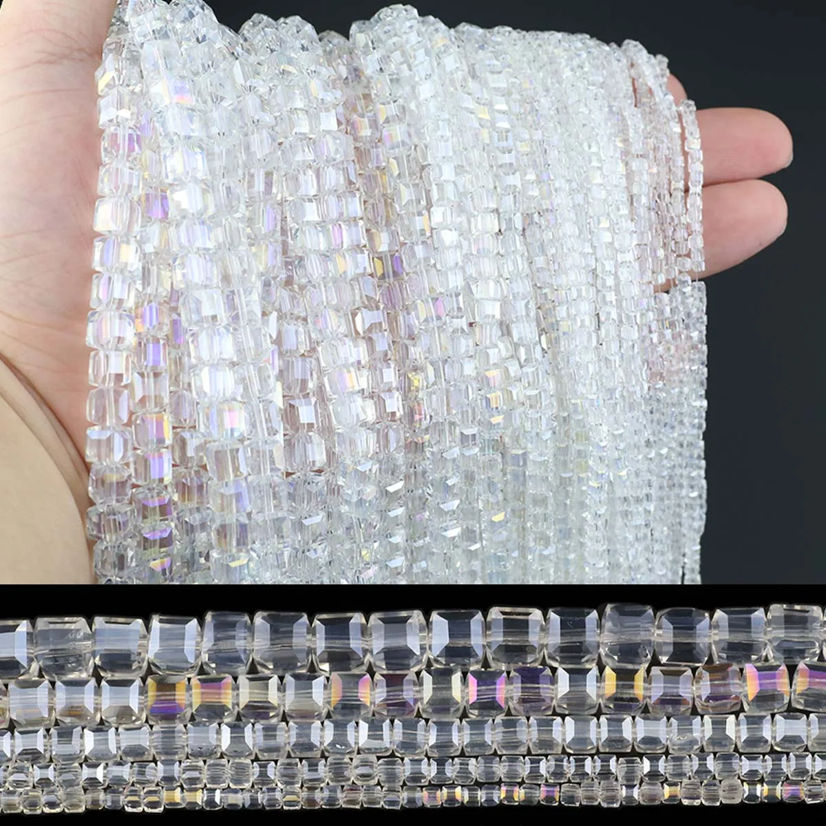 2/3/4/6/7mm White Faceted Austrian Square Crystal Beads Glass Loose Spacer Beads For Jewelry DIY Bracelet Earrings Accessories