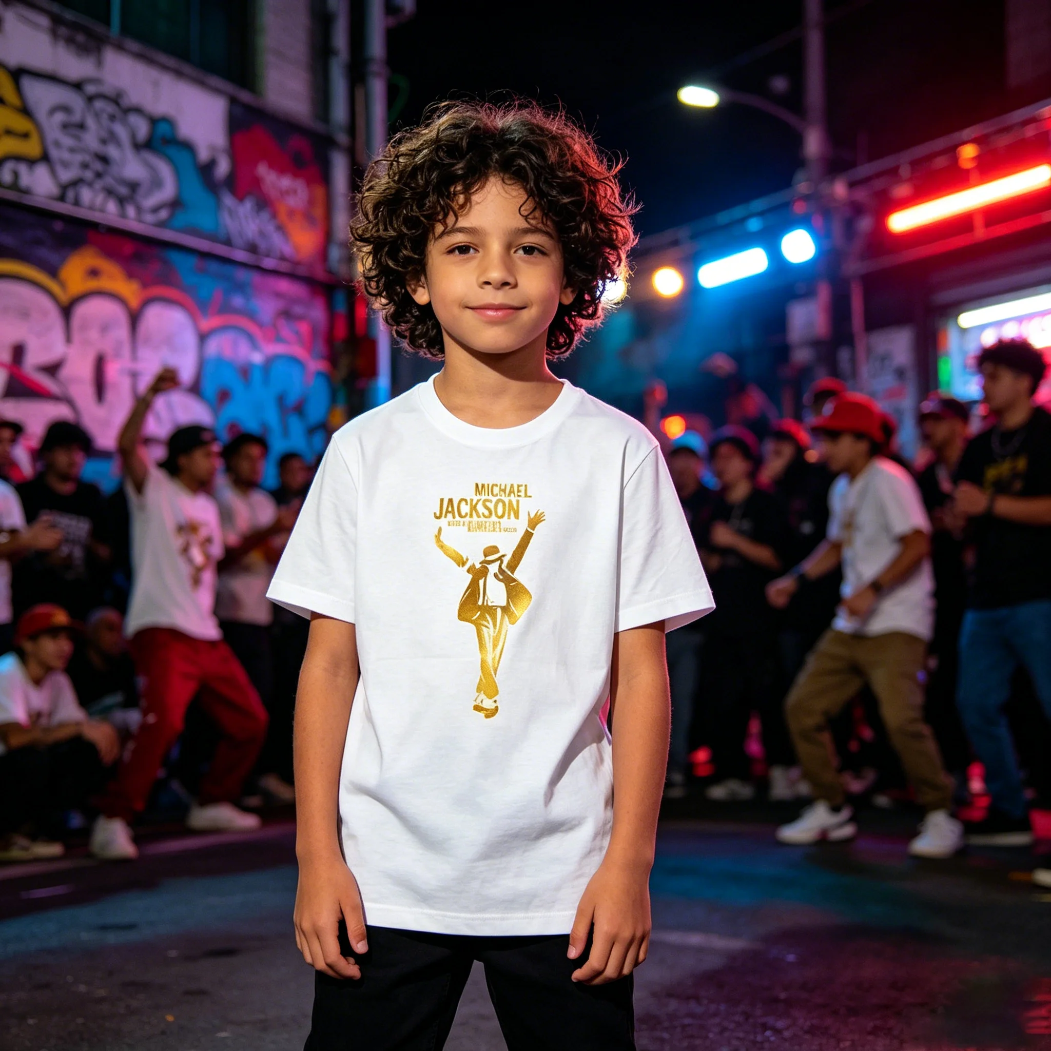 Kids Michael Jackson Silhouette T-Shirt Casual Streetwear Top Unisex in Multiple Sizes - Street Fashion for Boys And Girls