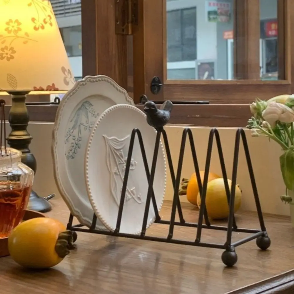 New Iron Bird Dish Rack Layered Wire Construction Pot Lid Rack Rust Resistant Ball Feet Shelf Storage Kitchen Dish Organizer