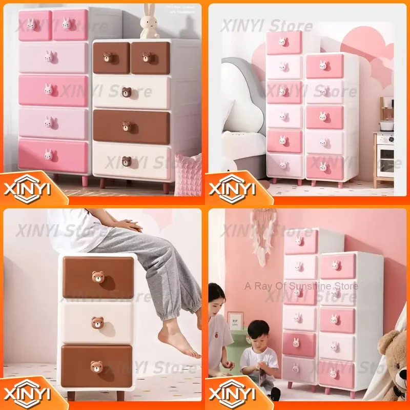 Nordic Pink Korean Cute Children Nightstands Corner Cabinets Nachtkastje Kids Bedroom Furniture for YN50CN