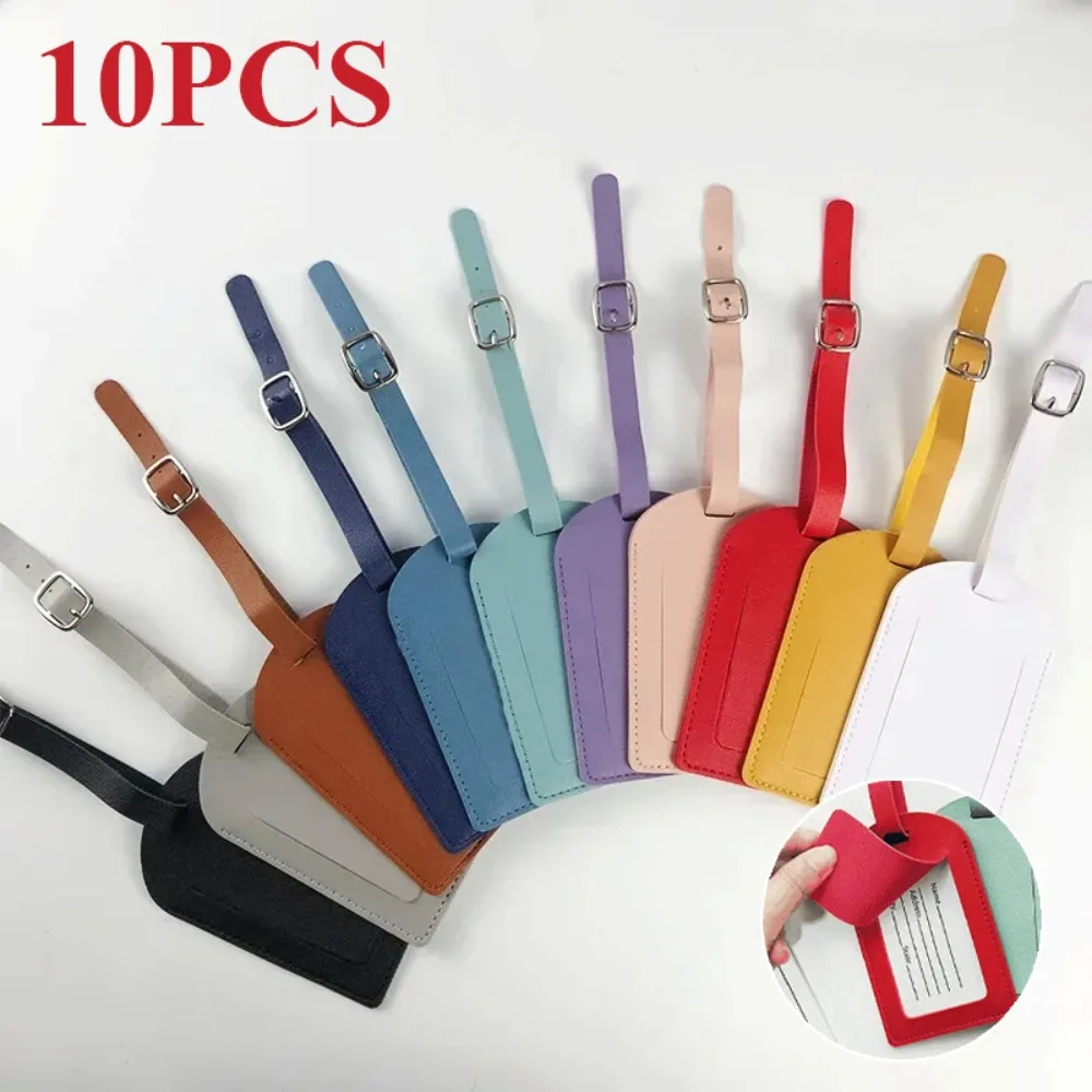 

10 шт. бирок для багажа из искусственной кожи для женщин и мужчин, идентификаторы для чемоданов, этикетки для багажа, держатели для имени и адреса, аксессуары для путешествий
