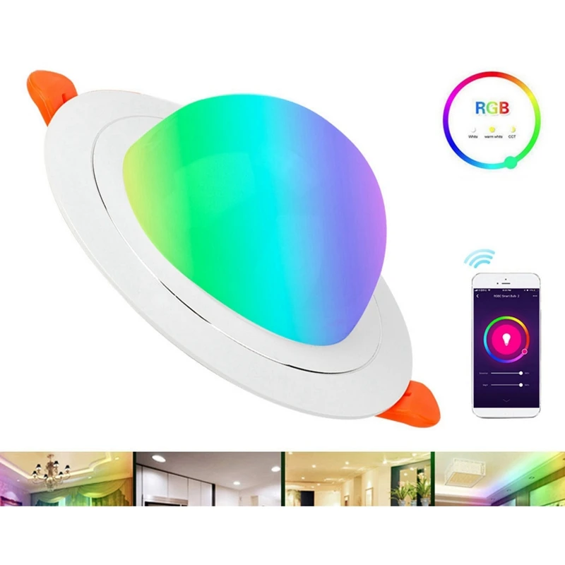 Spot Lumineux LED Rond avec Wifi Intelligent, Éclairage à Gradation RVB, Proxy pour Documents, Commande Vocale, Fonctionne avec Alexa