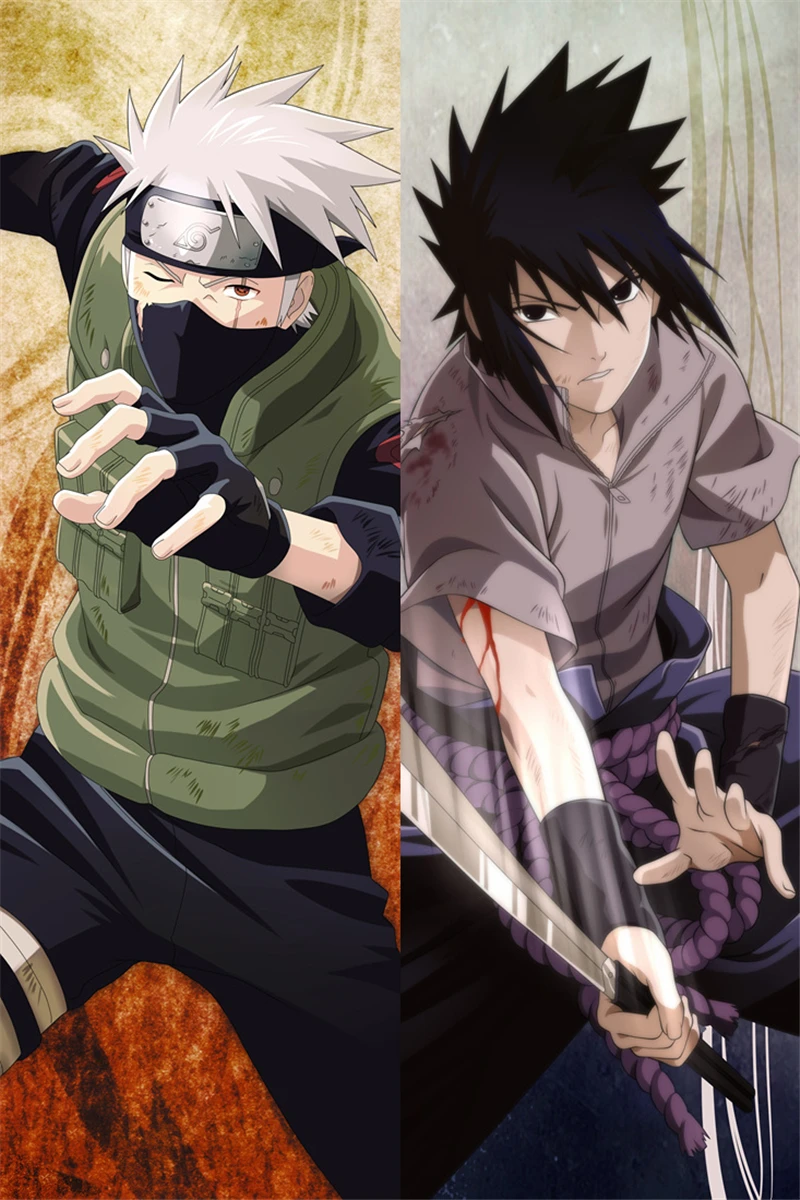 

Anime NARUTO Hatake Kakashi Uchiha Sasuke Cosplay Peach Skin Dakimakura Pillow Case Hugging Body Cartoon