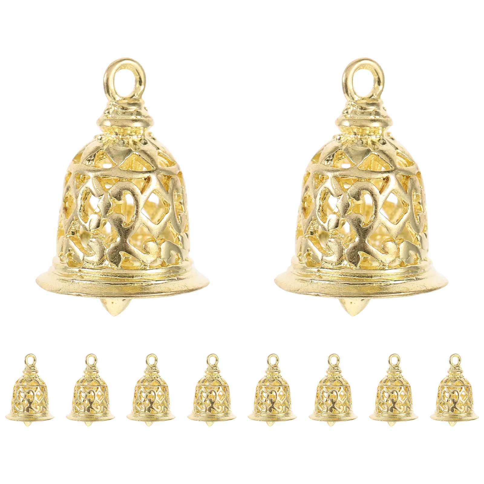 10 قطعة قلادة جرس النحاس الجوف شنقا الديكور Diy بها بنفسك الحرف مجوهرات ديكور حديقة المنزل الملابس والاكسسوارات باب المعبد #4