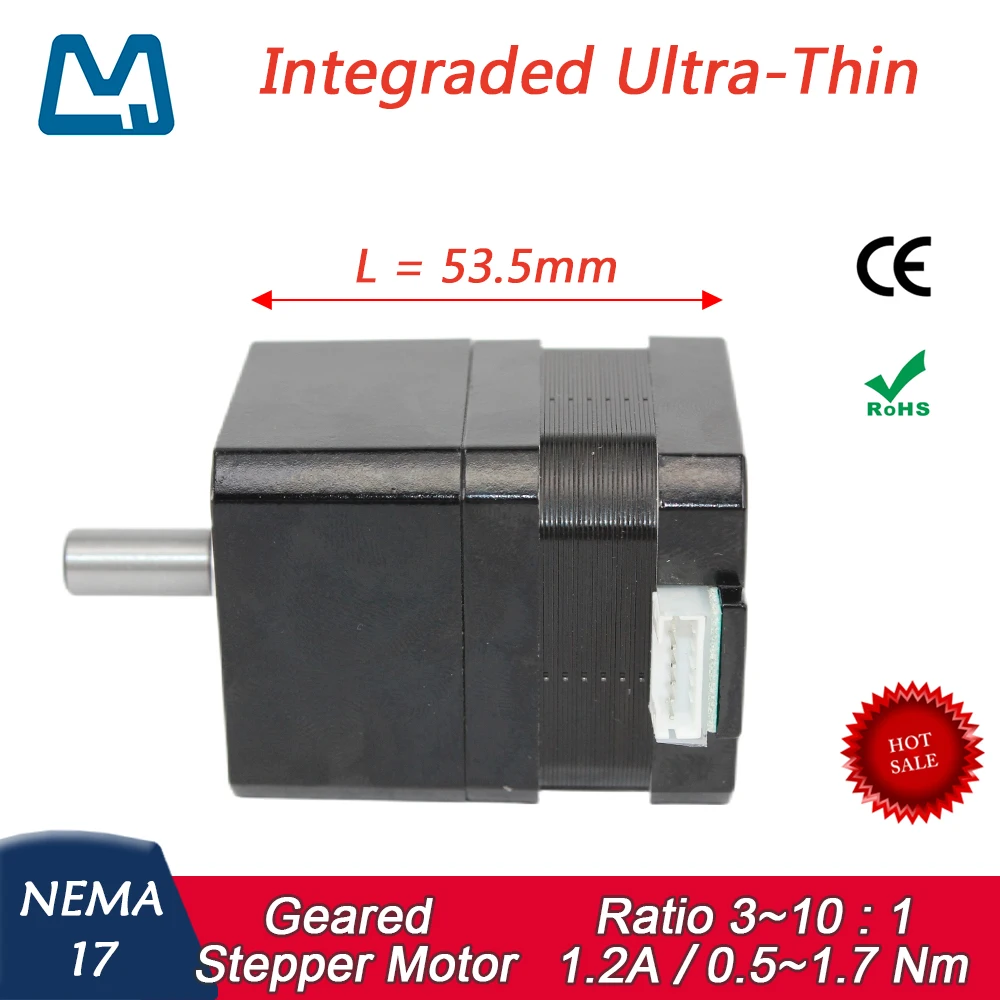 Imagem -03 - Caixa de Velocidades Planetária Curta Motor Deslizante Engrenado Integrado Ultra Fino 1.2a Nema 17