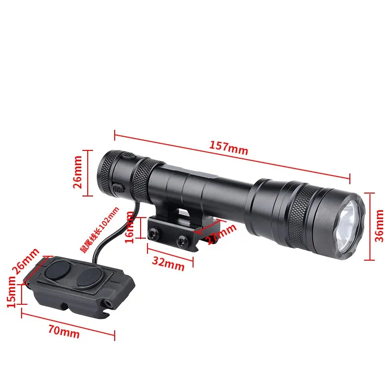 WADSN REIN Tactical Metal Flashlight 1300Lumens White Light Strobe Weapon Light Scout Light For Picatinny Rail Airsoft Accessory