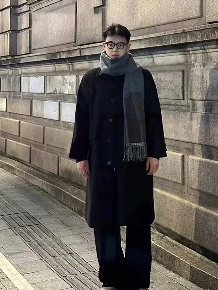 

Мужское шерстяное пальто средней длины Bla: осенне-зимний тренч в корейском стиле, премиум-класса, CleanFit, до колен, ветрозащитное