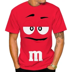 Hot Selling 3D Printing Fun Expression Chocolate Bean Harajuku Men's T-shirt Fashionable Hip-hop Street O-neck Short Sleeved Top