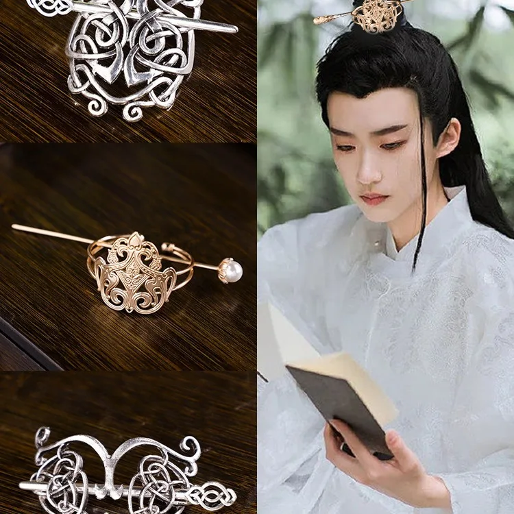 Hanfu Headwear Ancient Costume Hairpins Daily Antique Style Cosplay Headwear Men and Women