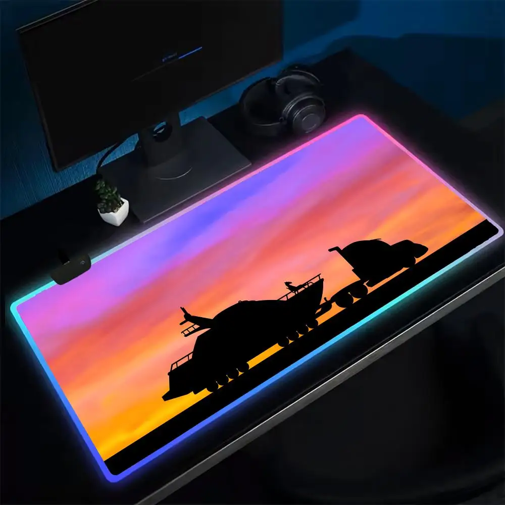 B-BoJack Horseman Mouse Pad Anime Gaming Mouse Pad LED Table Pads Backlit Rubber Desktop XXL Mousepad RGB Desk Mats