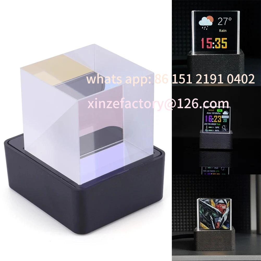 Customizable GeekMagic Crystal Cube Holographic Mini Electric Digital Clock Desktop Smart Weather Station