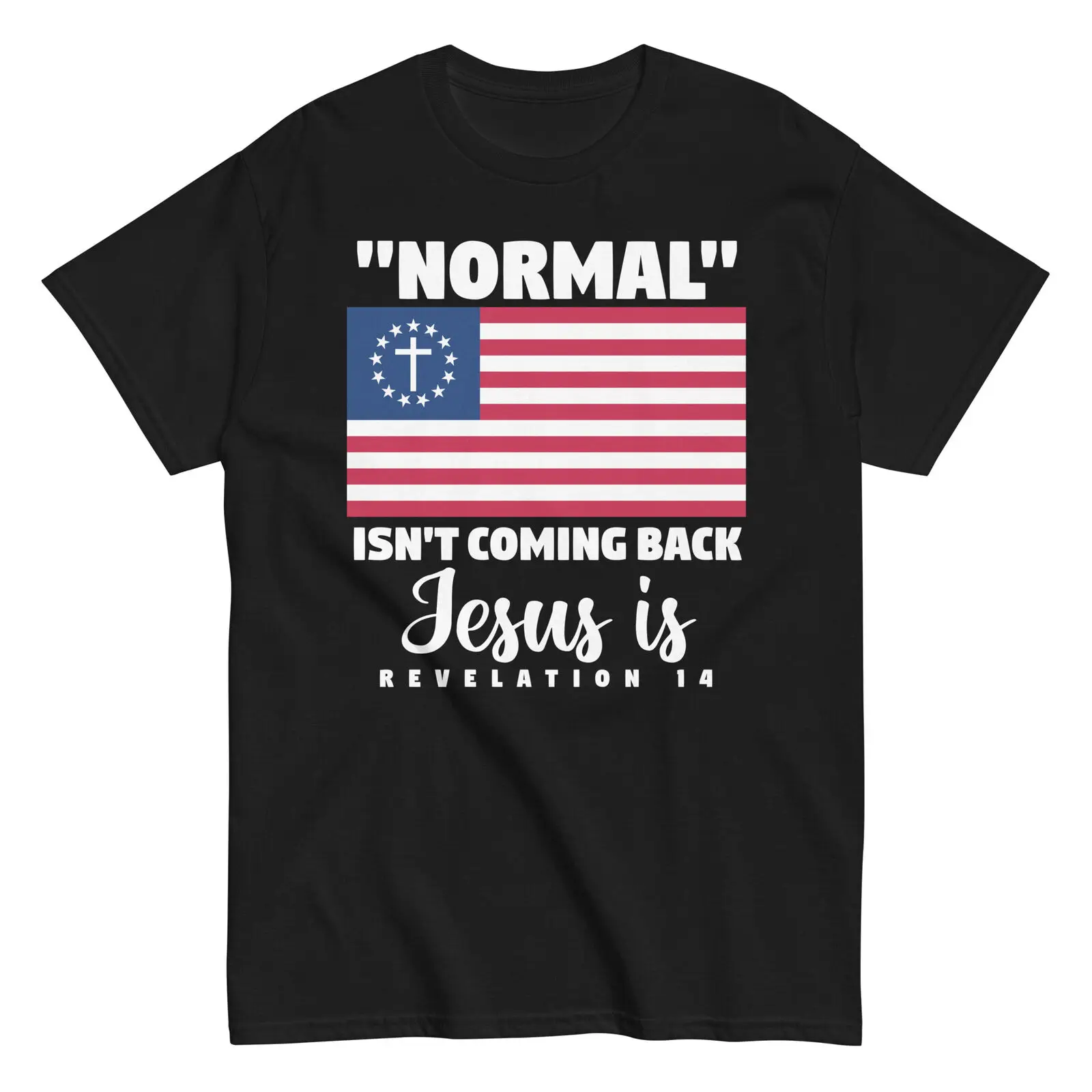 American Flag Christian Shirt - Normal return to Jesus print T-shirt for men fashion casual fun patterned streetwear