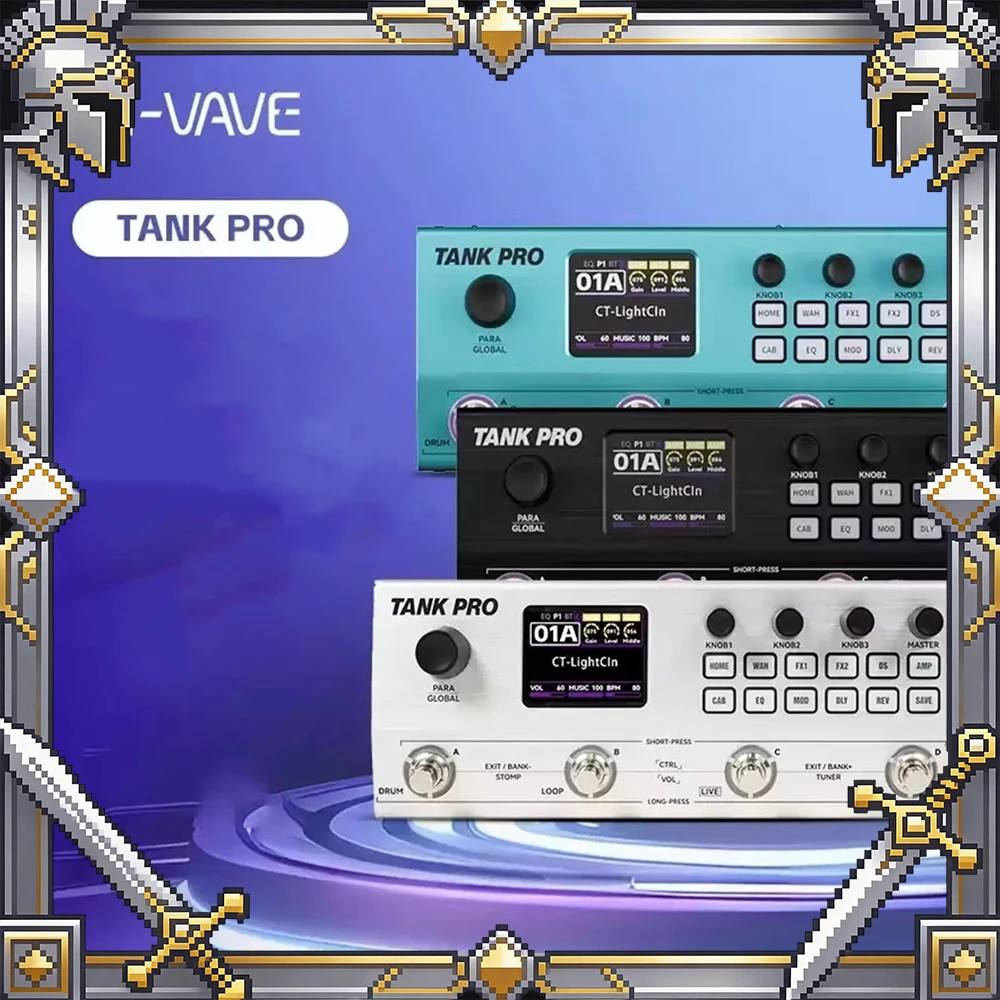 M Vave Tank Pro Electric Guitar Multi Effects Simulation Drum ] Pedal Bass Amplifier Machine Accompaniment Distortion Overdrives
