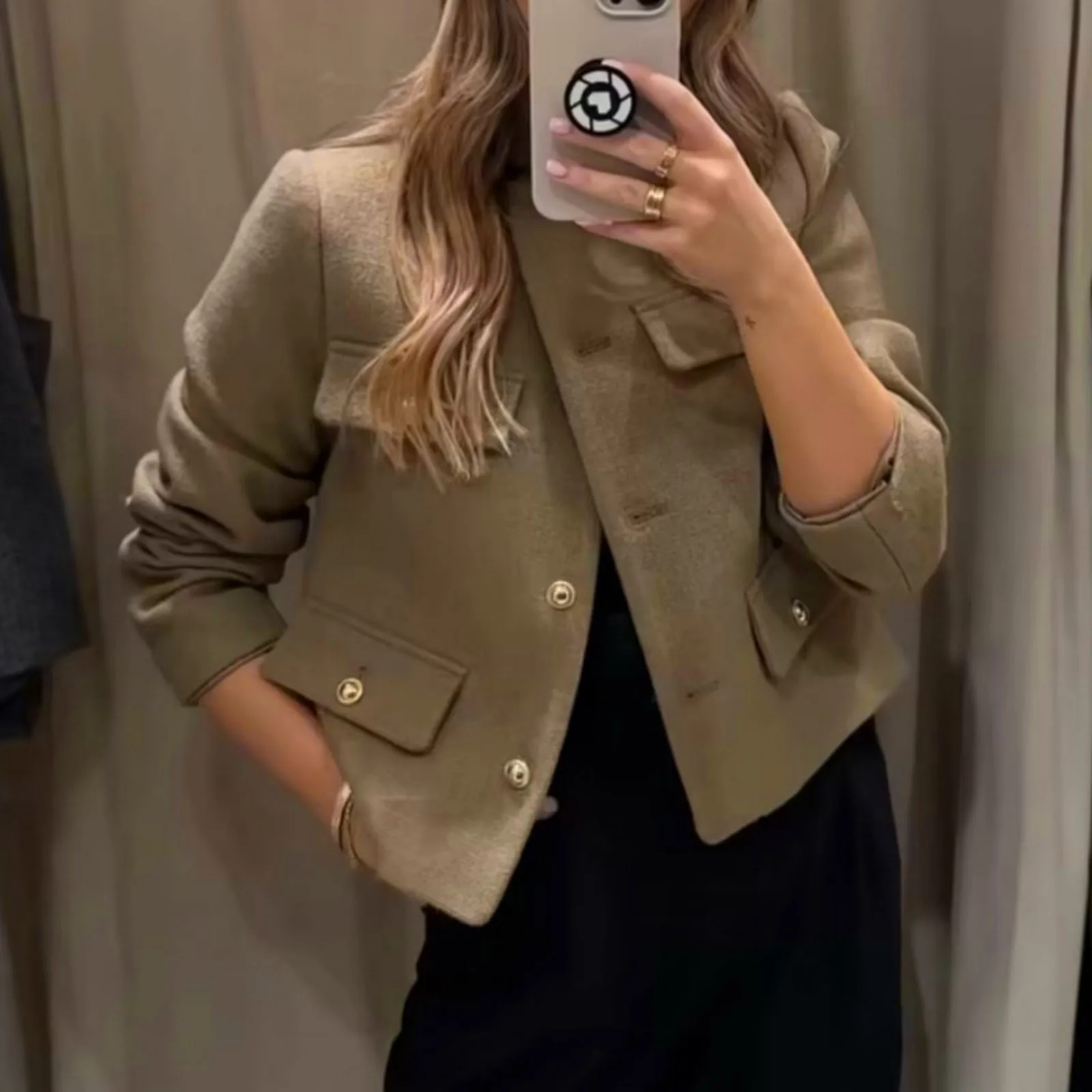 Vestes Courtes Élégantes pour Femme, Manteau à Poches Boutonnées Solides, Streetwear, Demi-Saison, Mode Y-Clothing, Automne et Hiver