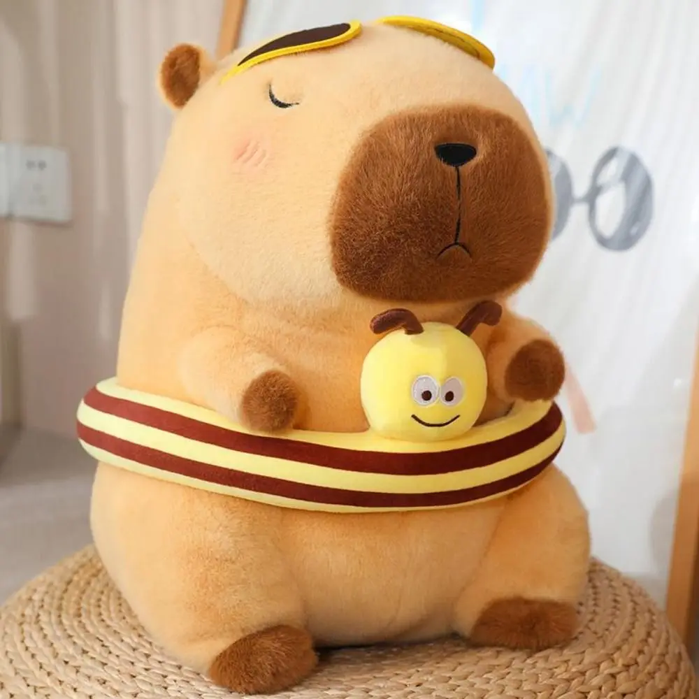 Swimming Circle Sports Capybara Plush Toy Summer Style Cute Capibara Anime Fluffty Toy Cartoon 25cm Capybara Plush Doll