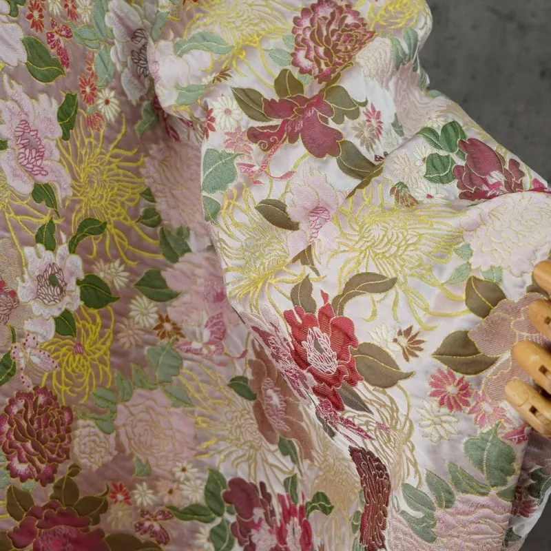 

Peony Brocade Jacquard Fabric for Cheongsam Hanfu Horse Face Skirt Clothing Diy Sewing Fabrics By The Meter Cloth Material