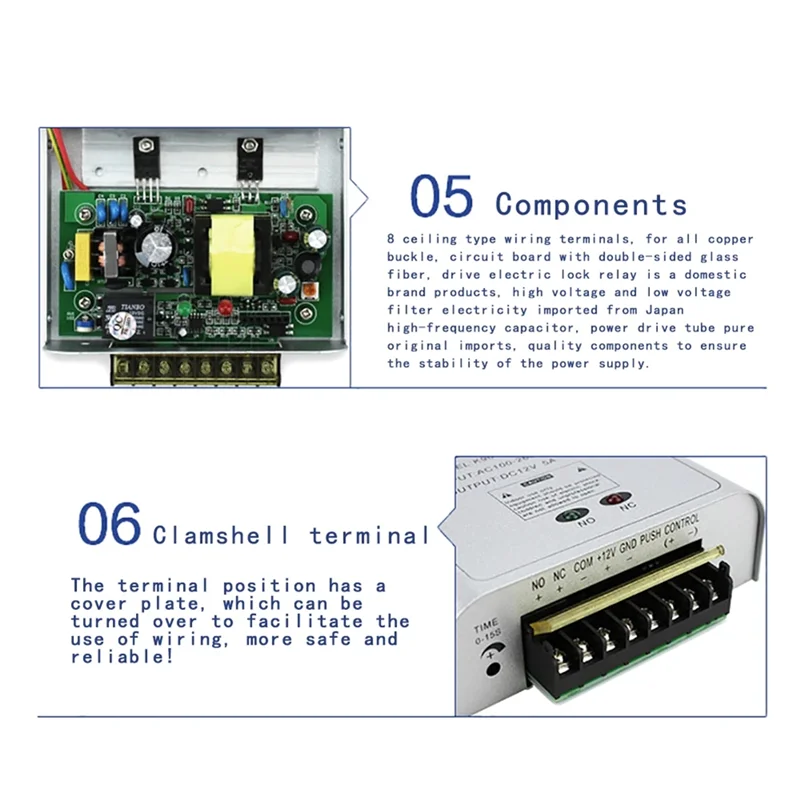 A93P Mini AC 100-260V Access Control Power Supply Controller DC 12V 5A Access Control