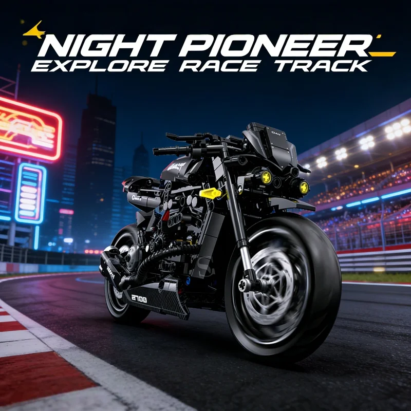 

Cyberpunk Tech Motorcycle Building Blocks Set | 32.8cm Large Motorbike Model | DIY Bricks Gift for Enthusiasts