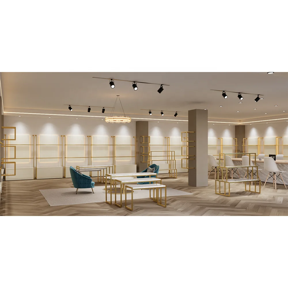 Custom.Custom.Custom.Luxury Design Tischplatte Display Schuhe Custom Bag Display Racks Gold Display Regale für Einzelhandel Schuhe Store