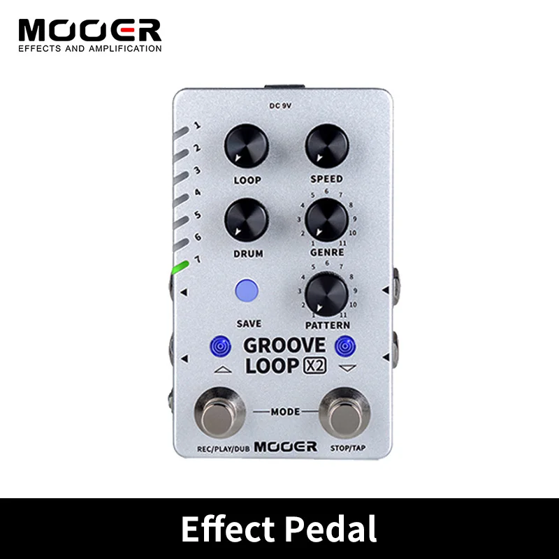 

Mooer-Groove Loop X2 Stereo Looper with 14 Save Slots, Drum Machine Pedal, 121 Different Drum, 10-minute Capacity Per Track