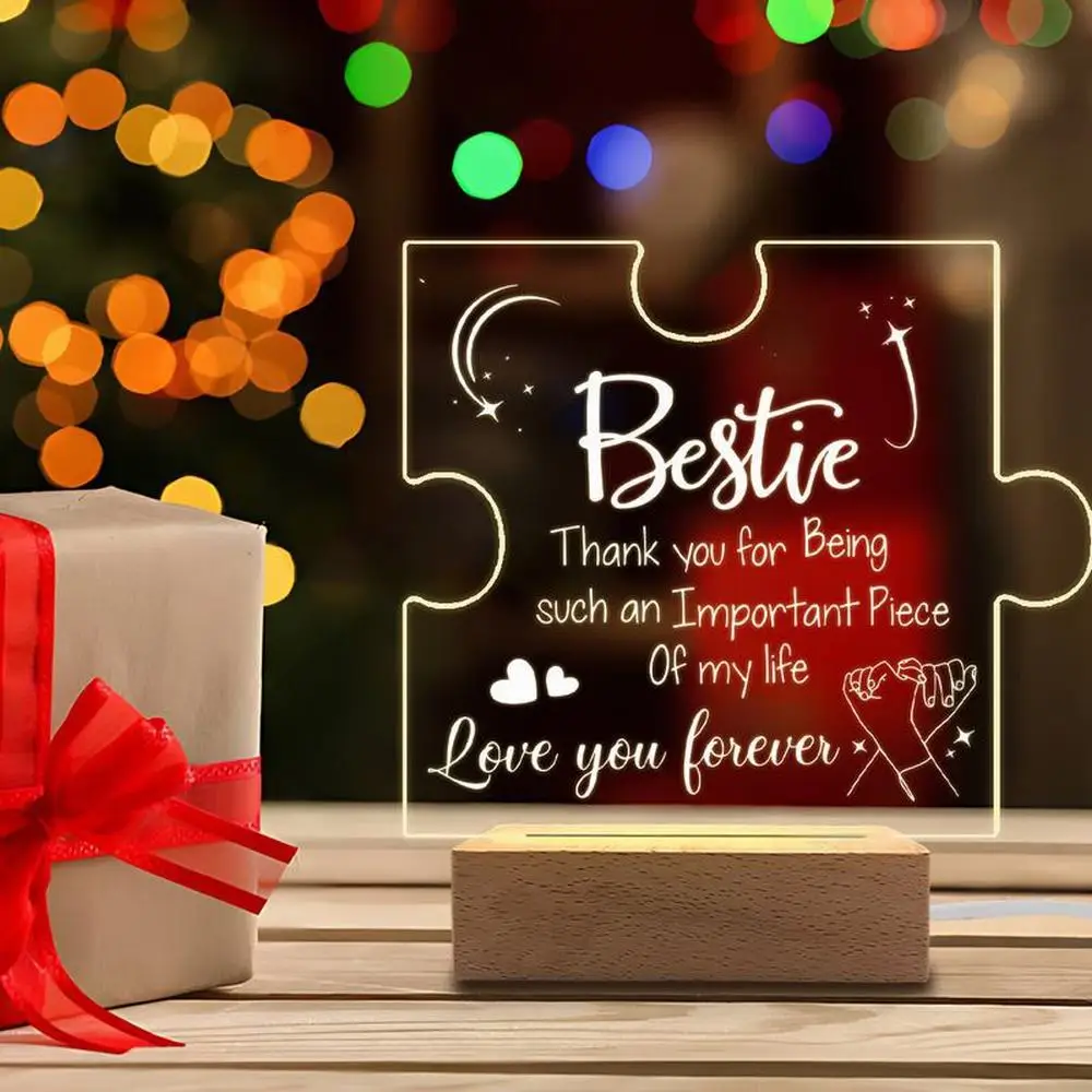 Accessori fotografici con decorazioni luminose in acrilico da 1 pezzo, base USB, regalo per amiche, regalo per amicizia in ufficio