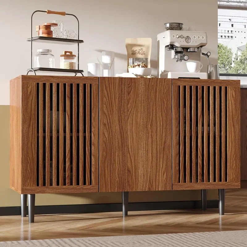 47in Walnut Buffet Cabinet Modern Wood Sideboard Storage Rack
