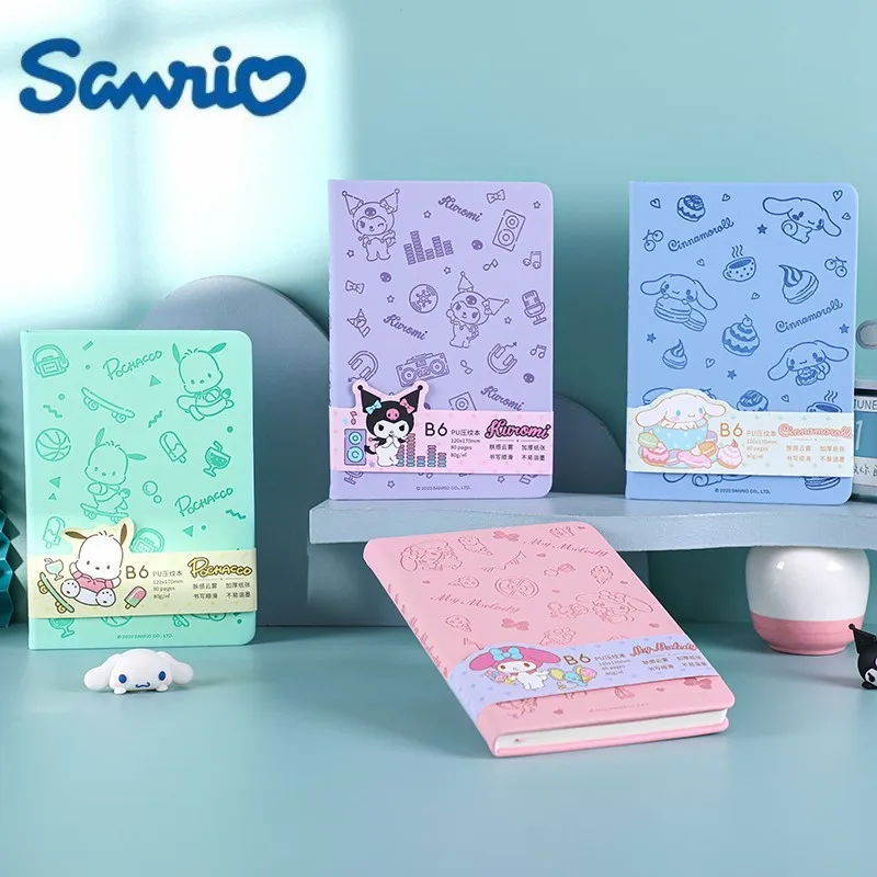 

Sanrio B6 Pu Embossed Notebook Cute Anime Kuromi Mymelody Diary Cartoon Pochacco Cinnamoroll Notepad Girl's Color Page Handbook