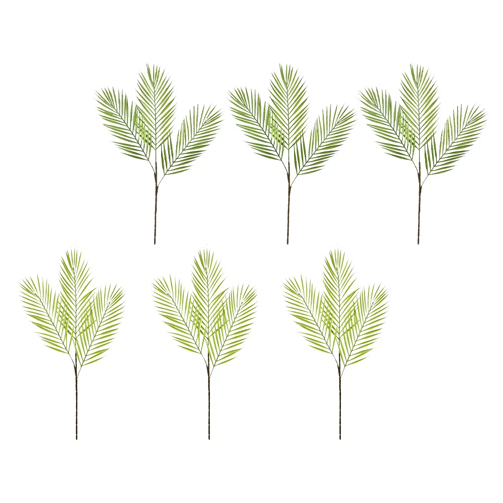 

6Pcs Simulation Folium Cycas Artificial Leaf Green 3-Branch Fake Sago Leaf Photography Props Elegant Natural Touch