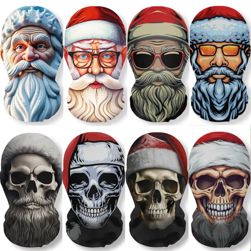 Christmas Series Skull Mask Party Cosplay Santa Claus Elastic Mesh Breathable Full Face Masks Funny Props Balaclava Headcovers
