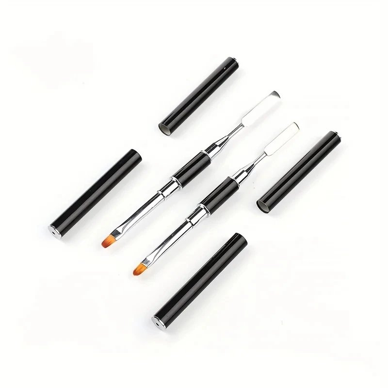 2-in-1 Dual Ended Gel Nail Brush Spatula Stainless Steel Picker Tool for Poly Builder Acrylic Nail Extension Salon Manicure Supply image 5