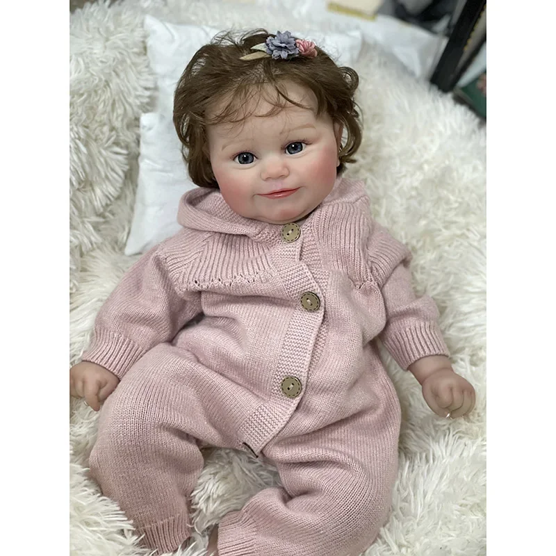 

48CM Bebe Reborn Doll Maddie Smile Baby Girl Dolls Soft Touch Lifelike Baby Doll 3D Painted Skin with Visible Veins Alive Babies