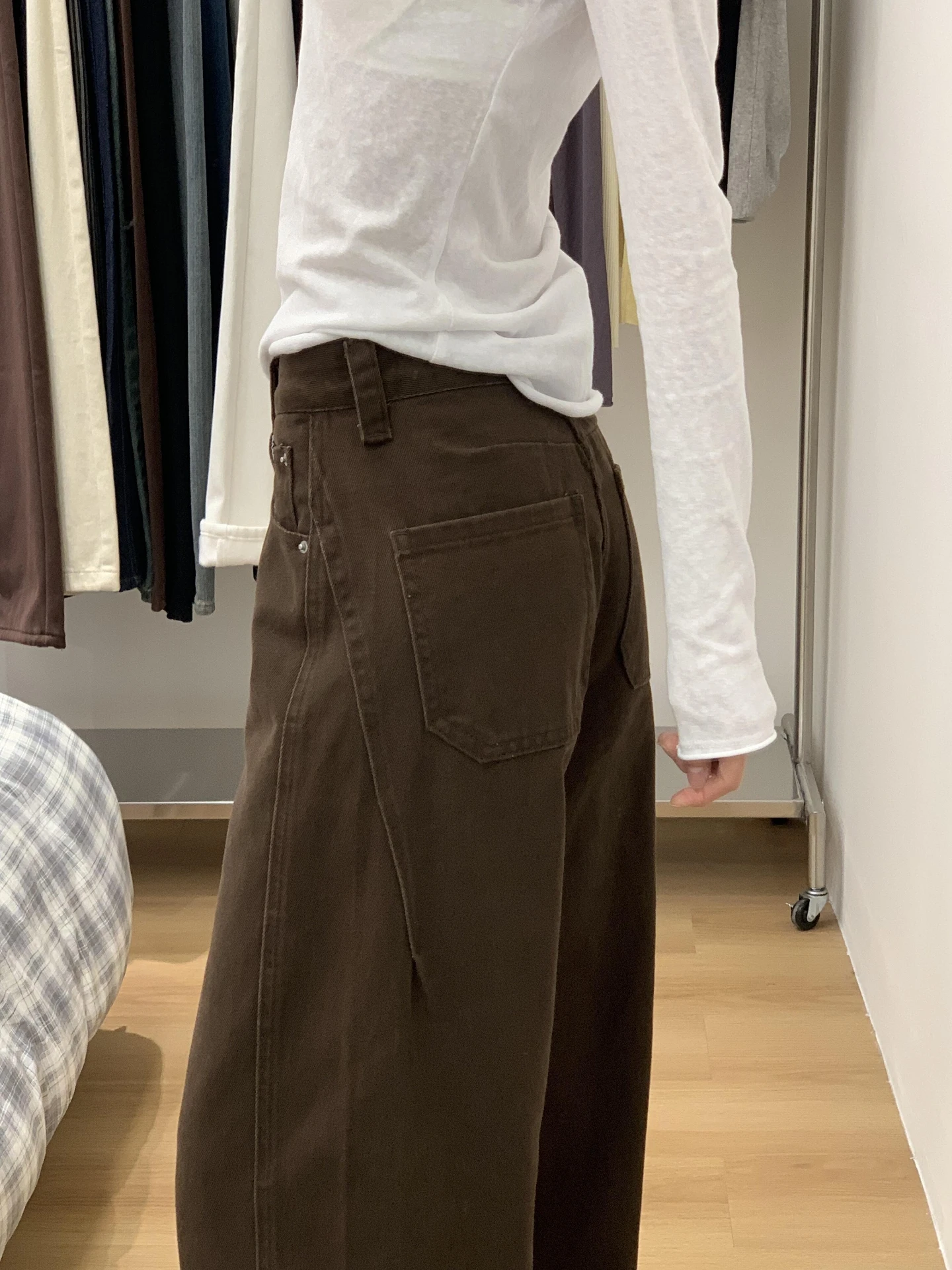 

Cé Brown Straight Leg Jeans Women's plus Size High Waist Loose Slimming Wide Leg Knife Pants for Pear aped Body Autumn Sle