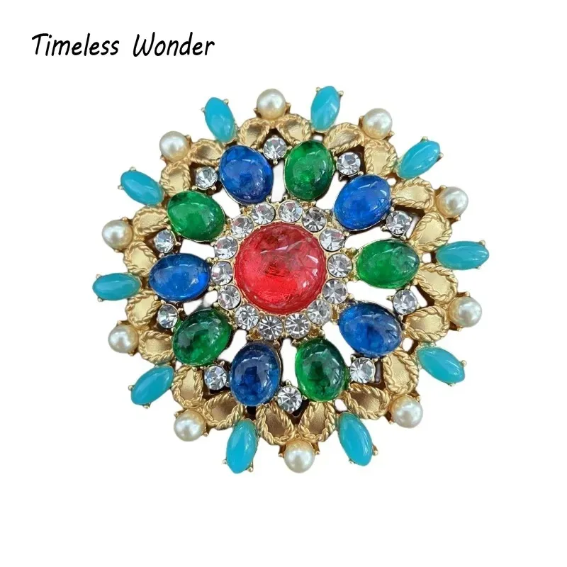 

Timeless Wonder Fancy Zircon Geo Glass Floral Brooch Pins for Women Designer Jewelry Runway Rare Top Punk Luxury Gift Cute 4523