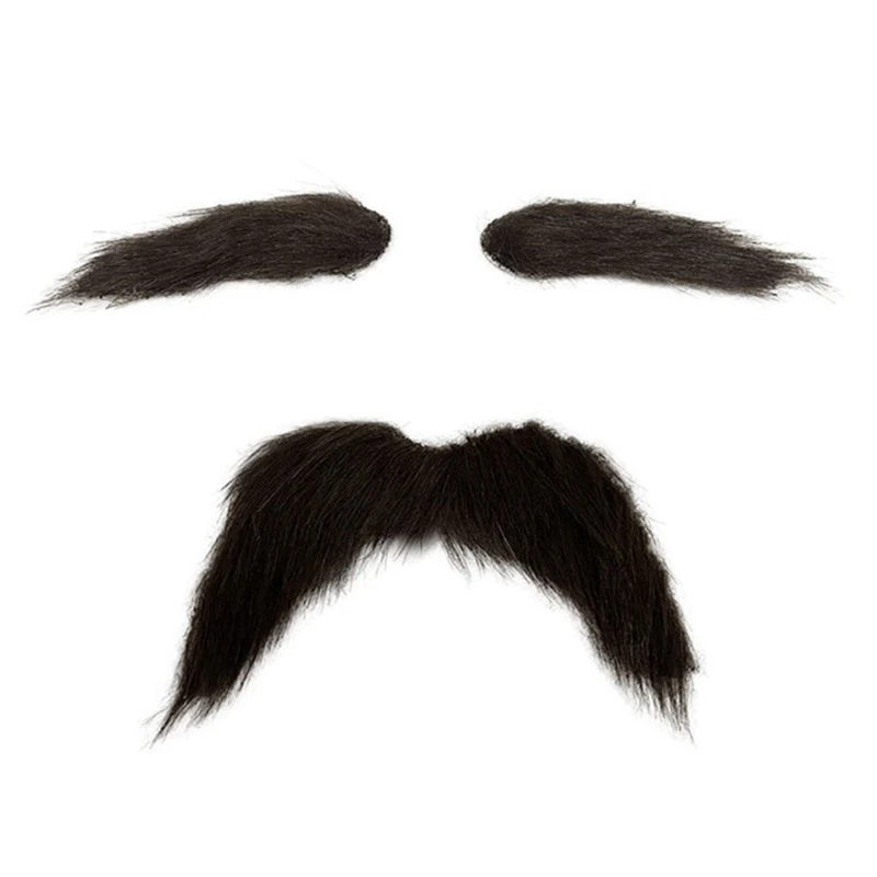 Fake Beards Mustaches and Eyebrows Set Self Adhesive Beard Mustaches Halloween Cosplay Costume Accessories for Women Men