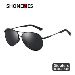 Shonemes Pilot Myopia Sunglasses Retro Double Bridge Polarized Shortsighted Shades Men Myopic Glasses Diopters - 0.5 1 2 3 4 5 6