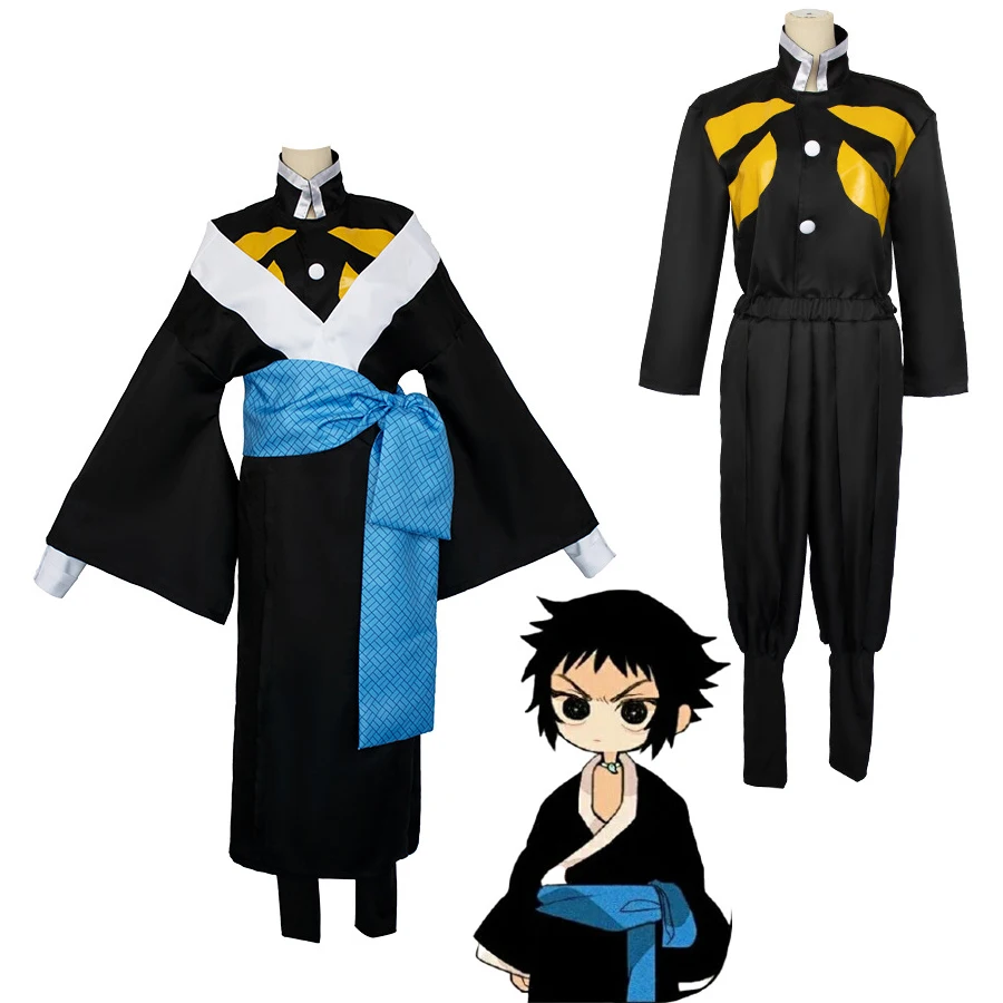 Anime Demon Slayer Kaigaku Cartoon Cosplay Costume intimo capispalla pantaloni cintura manica protezioni Kimono uniforme Set completo