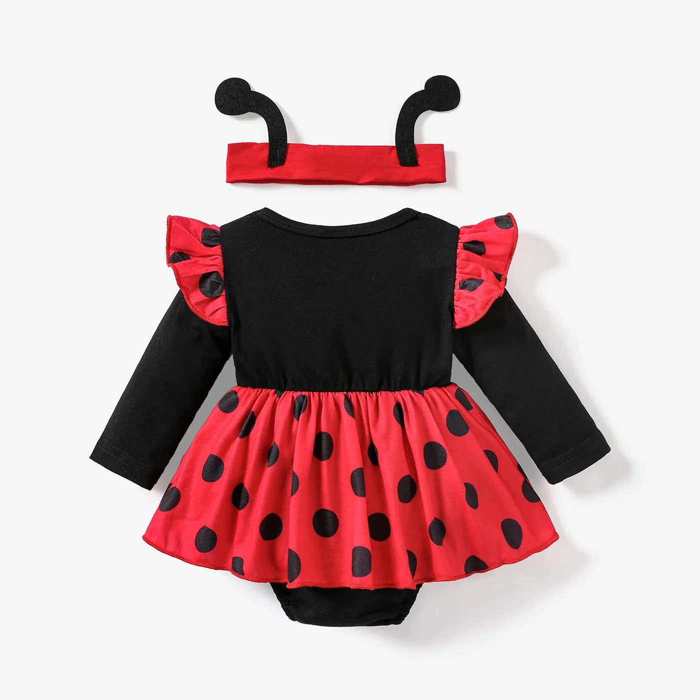 PatPat 2pcs Baby Girls Childlike Polka Dot Ladybug Romper Set  Casual/Outdoor Soft and Comfortable  Perfect for Outings