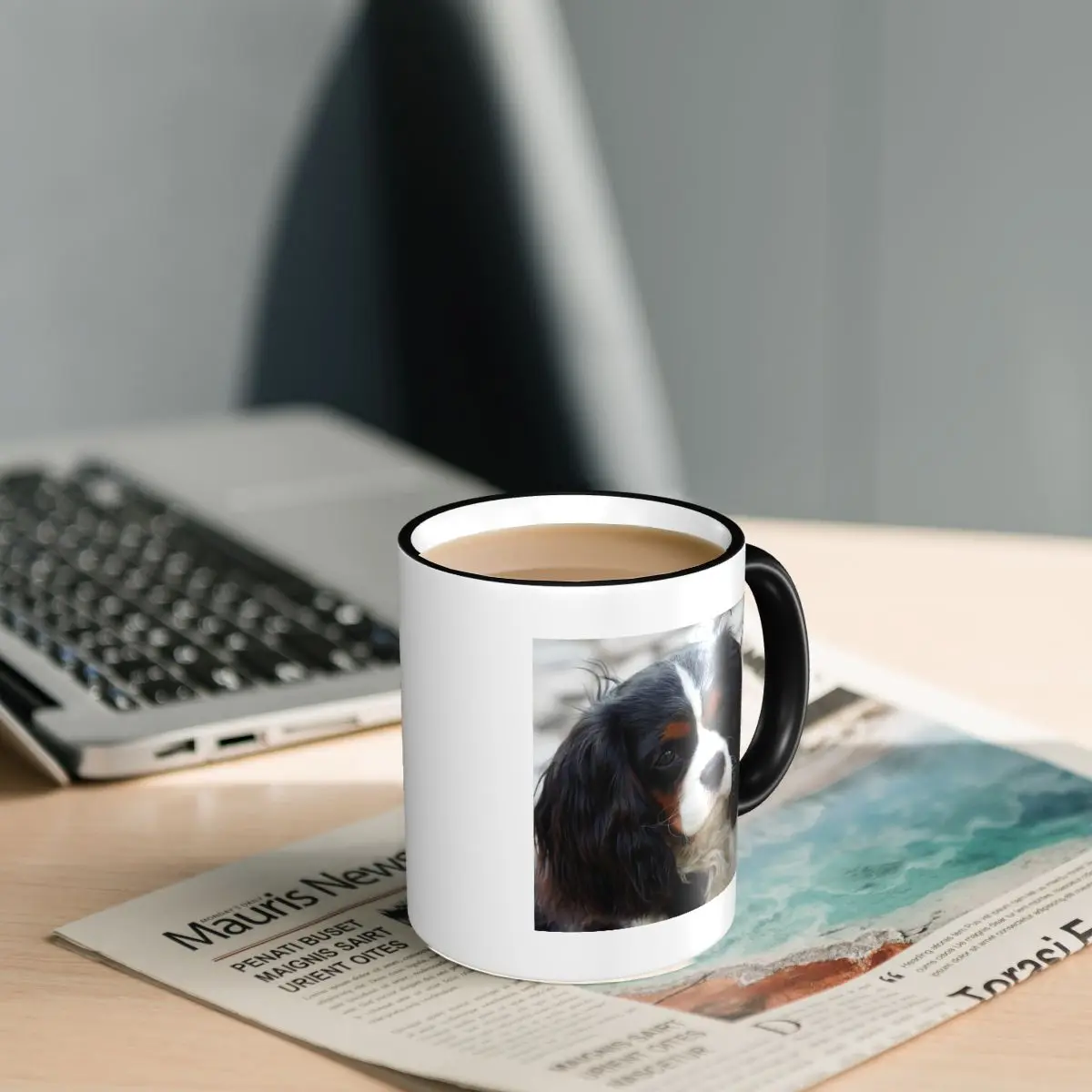 Tri Color Cavalier King Charles Spaniel Photo Portrait Mug Funny Ceramic Coffee Cups Tea Mugs Milk Cup Drinkware Gift for Friend