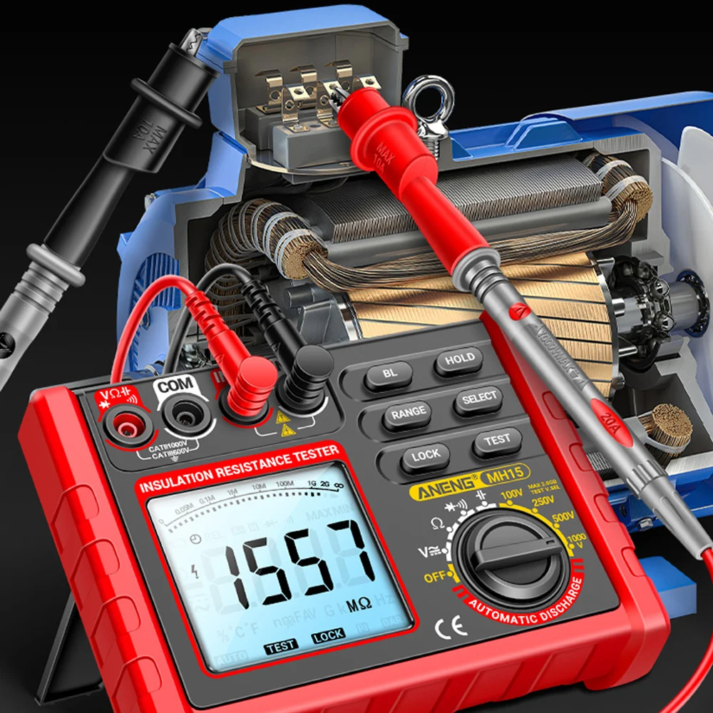 Medidor Digital multifuncional de resistencia de aislamiento MH15, ohmímetro, descarga automática, voltaje CA/CC, herramientas de prueba de megóhmetro LCD