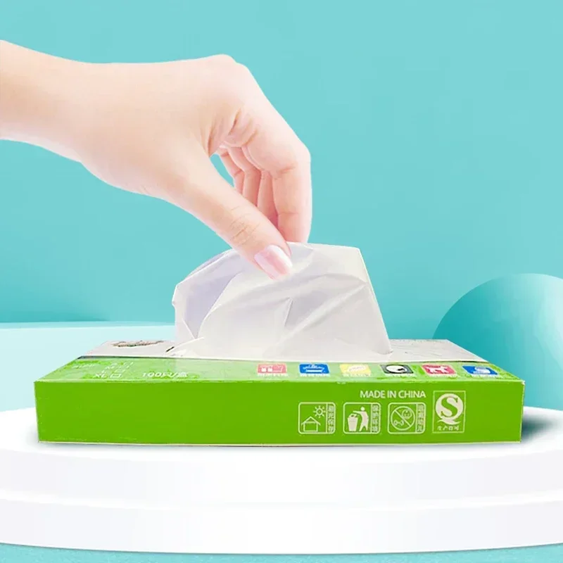 100Pcs/box Latex Free Gloves TPE Disposable Gloves Transparent Non-Slip Acid Work Safety Food Grade Household Cleaning Gloves