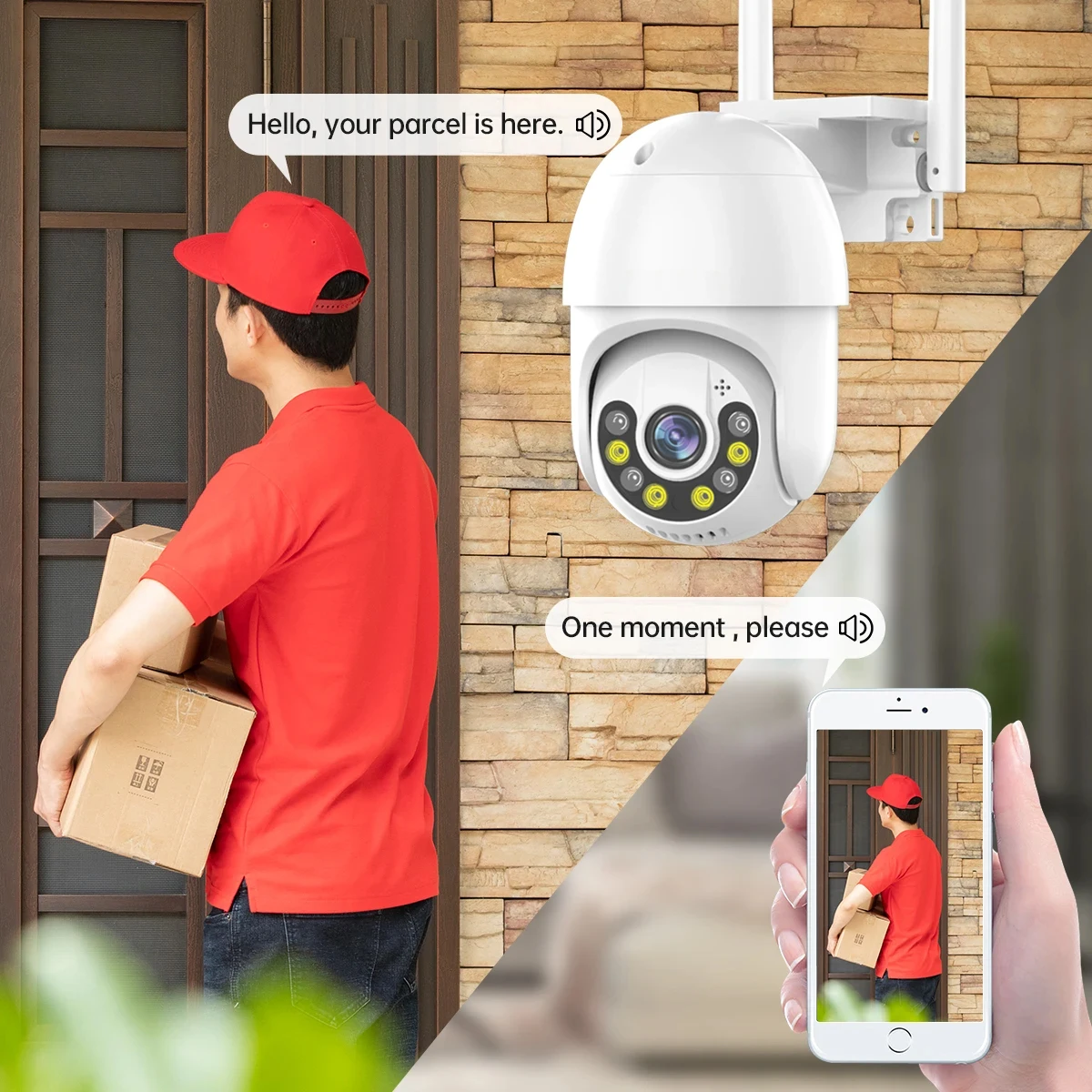 Caméra de surveillance extérieure PTZ IP WiFi HD 2MP/4MP, dispositif de sécurité sans fil, étanche, avec n'aime numérique x5