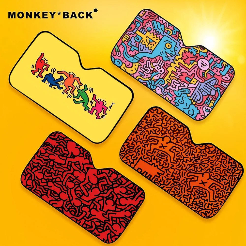 

K-Keith Haring автомобильный солнцезащитный козырек, накладки на лобовое стекло, блокатор, автозащитный козырек, крышка экрана