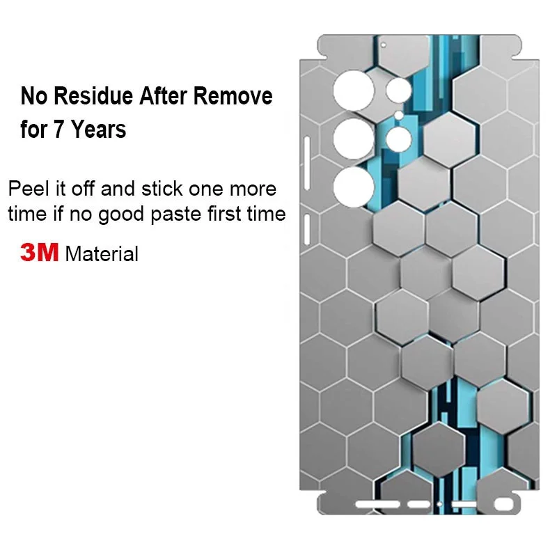 Abstract Honeycomb Decal Skin for Samsung Galaxy S23 S22 S24 Ultra A54 A14 A52 A52s 5G Back Screen Protector Film Cover Sticker