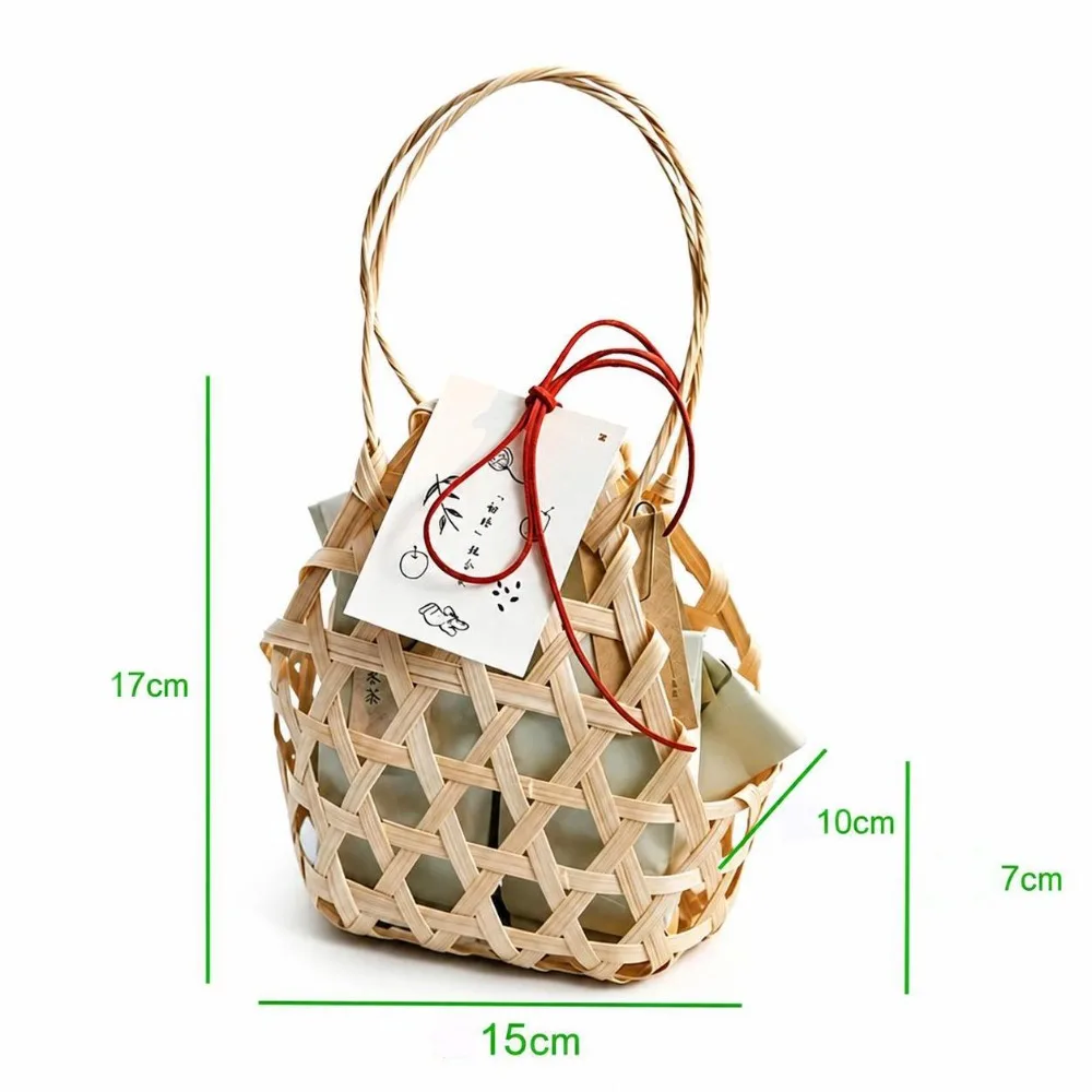 Creative Handmade Woven Bamboo Woven Basket Large Capacity Eco-Friendly Storage Box Basket Retro Fruit Basket Picnic