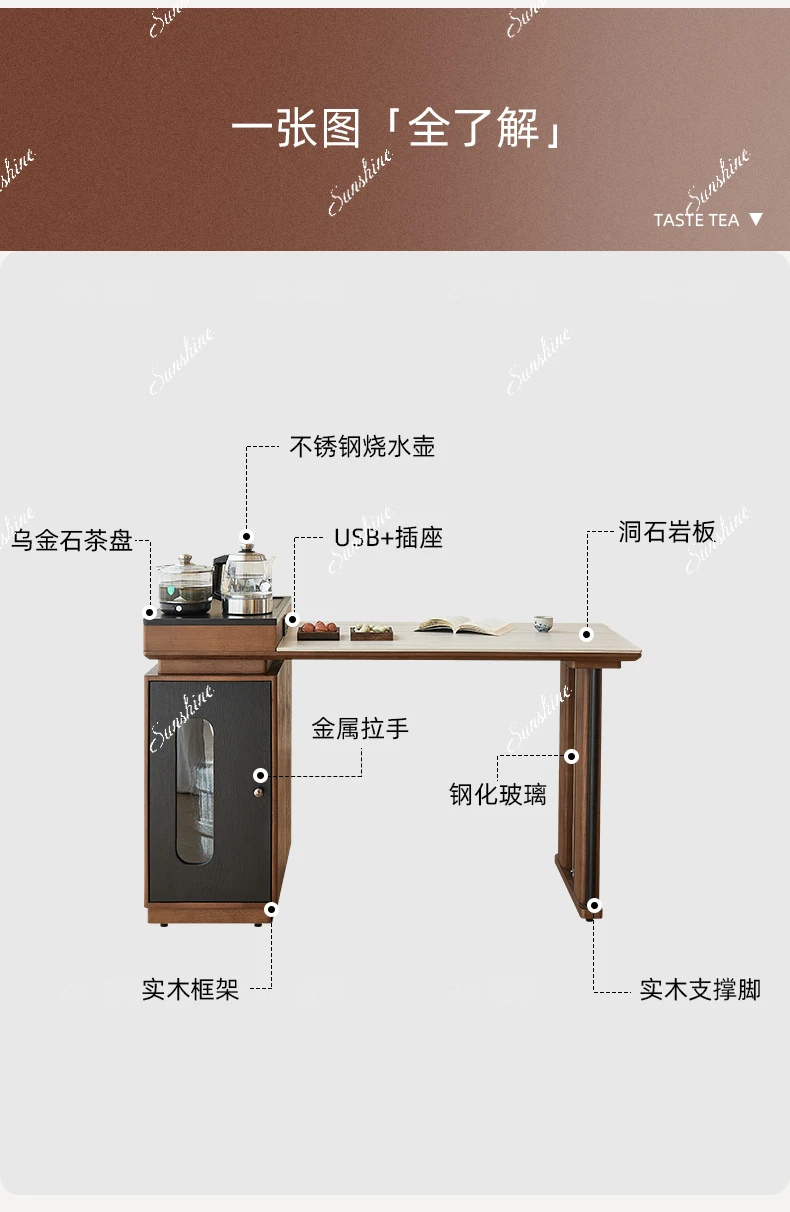 Slate, small balcony, desk, tea making, dual-purpose, high-end medieval style, household