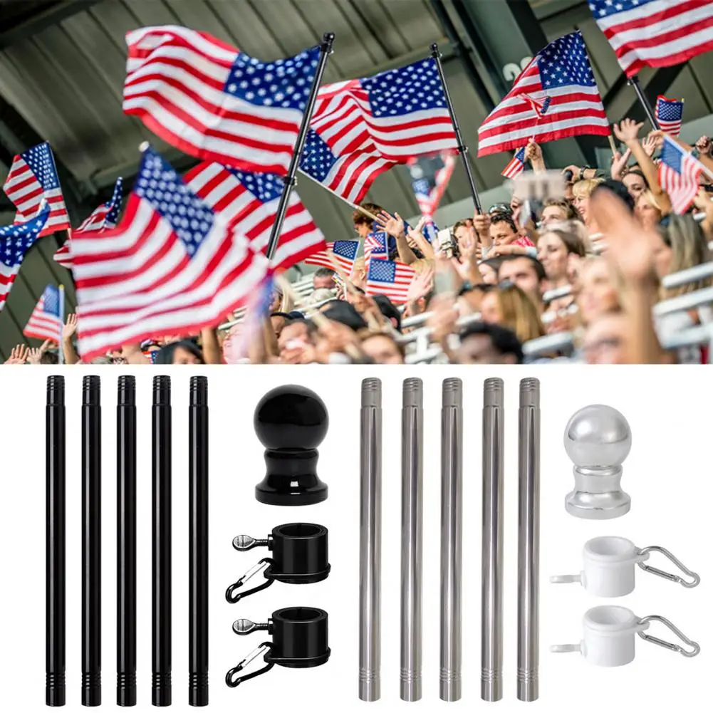 Portable Flagpole Splicable Flagpole Tangle-free Metal Flag Pole Weather-resistant Outdoor Flagpole Heavy Duty for Porch