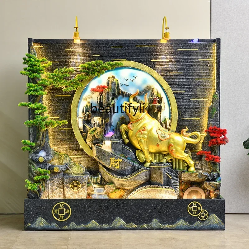 D80 Water curtain wall, screen, flowing water ornament, circulating water, courtyard, water landscape fountain, decorative gift.