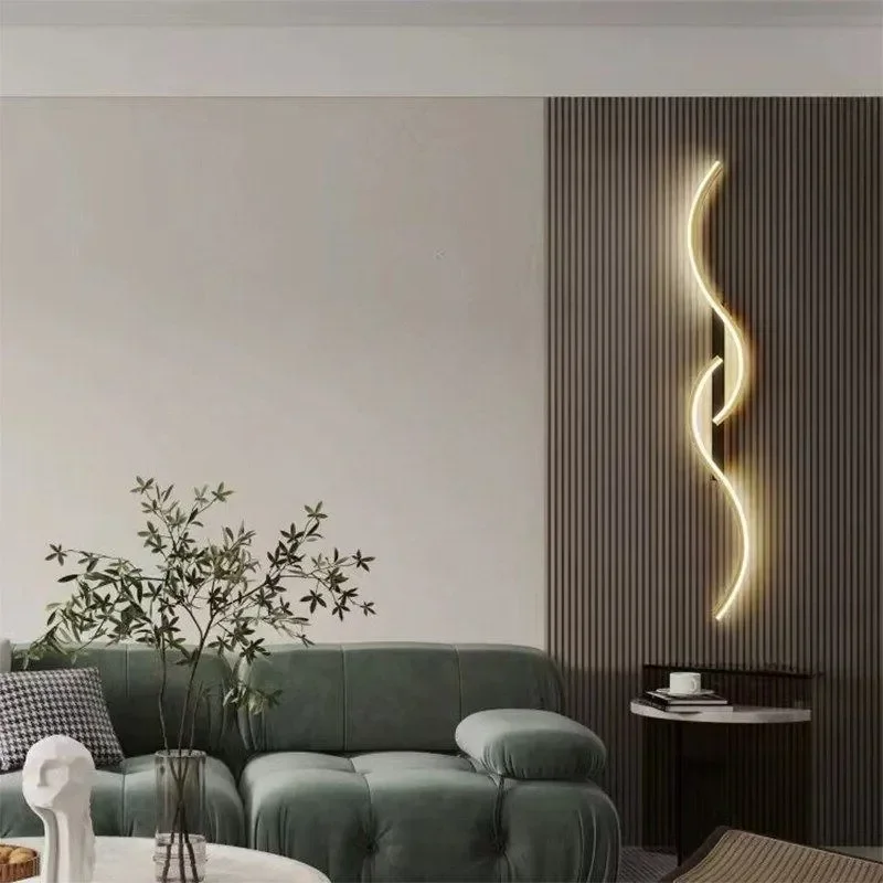 Modern LED Wall Lamp Smart Remote Control Lighting Long Strip Light Bedroom Living Room Kitchen Black Gold Lighting Wall Sconces