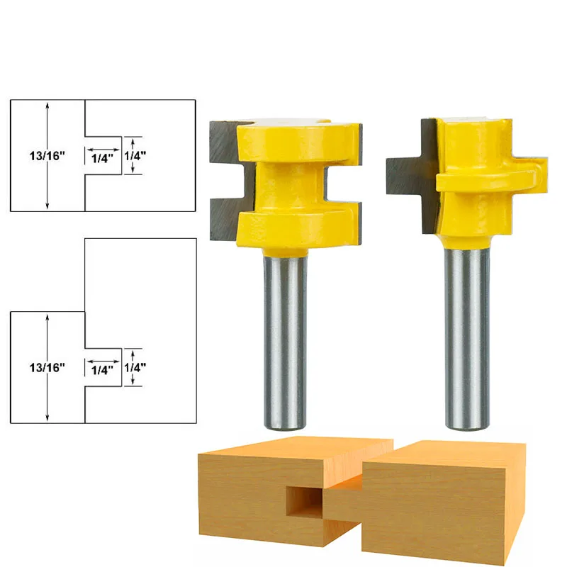 XCAN Router Bit 8mm Shank 2pcs Tongue Groove Assembles Cover Milling Cutter for Woodworking Tool Tenon Cutter