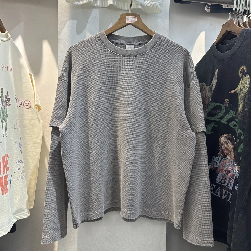 

2025 Autumn New Vintage Top Solid Color Pullover Men Women Knitted Cotton Long Sleeve Hoodie